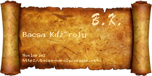 Bacsa Károly névjegykártya